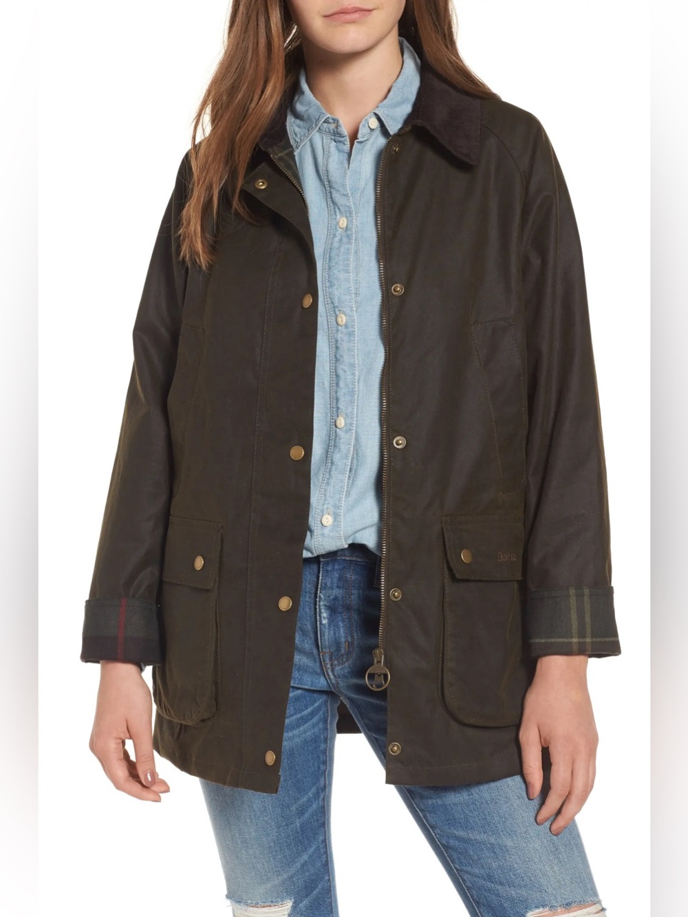 Barbour Acorn Waxed Jacket in Olive